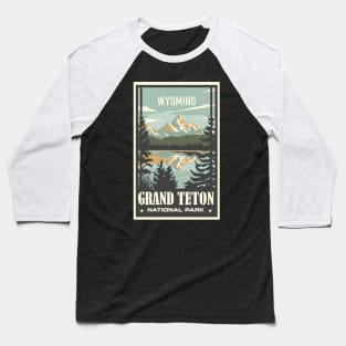 A Vintage Travel Art of the Grand Teton National Park - Wyoming - US Baseball T-Shirt